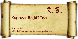 Kapsza Bojána névjegykártya
